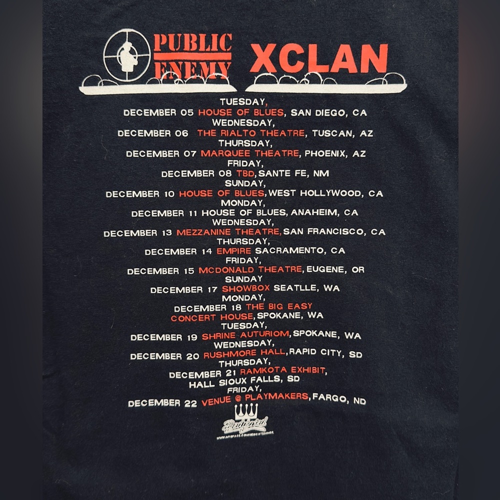Original Public Enemy And X-Clan Tour Shirt With Dates & Boombox Design View 4